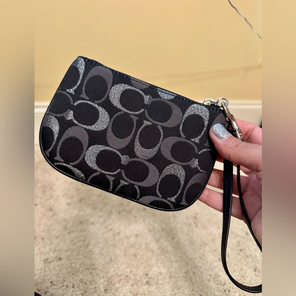 Coach Black and Gray Signature Wristlet